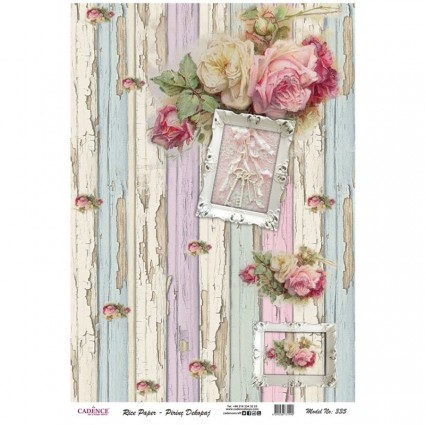 Papel de arroz A3 Cadence 335 Rosas Shaby Chic