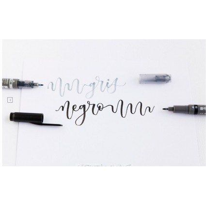 rotulador fudenosuke twin punta blanda negro/gris