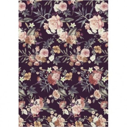 Papel Arroz FLORES FONDO OSCURO