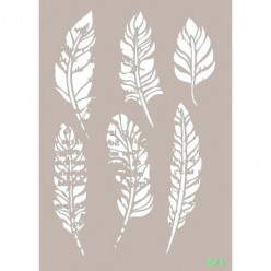 STENCIL PLUMAS MIX MEDIA