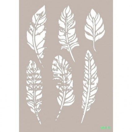 STENCIL PLUMAS MIX MEDIA