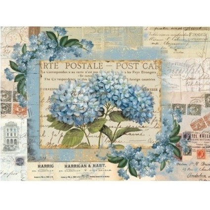 Papel Arroz ORTENSIA AZUL