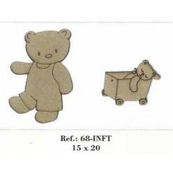 SILUETA DE DM OSO CON CARRO 16X11