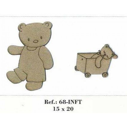 SILUETA DE DM OSO CON CARRO 16X11