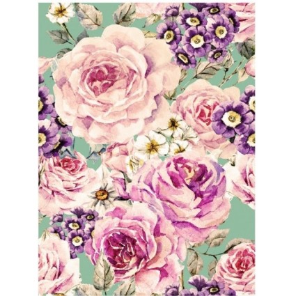 PAPEL ARROZ A3 COLLAGE FLORES ROSAS Y LILAS