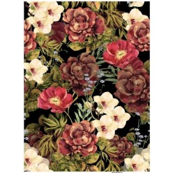 PAPEL ARROZ A3 742 COLLAGE FLORES FONDO NEGRO