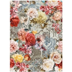 PAPEL ARROZ A3 734 COLLAGE ROSAS Y DAMASCOS
