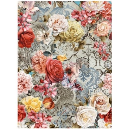 PAPEL ARROZ A3 734 COLLAGE ROSAS Y DAMASCOS