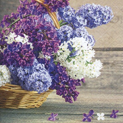 SERVILLETA 33X33CM PANIER DE FLEURS LILAS
