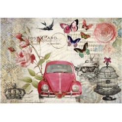 PAPEL ARROZ A3 COCHE ROJO