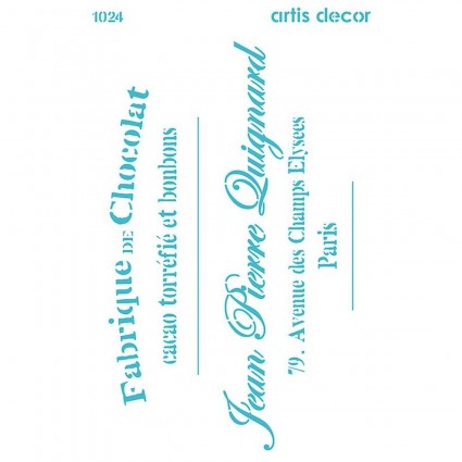 STENCIL TEXTOS FABRIQUE DE CHOCOLAT 20X28.5CM