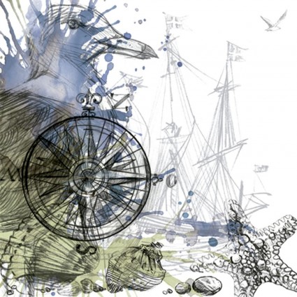 SERVILLETA 33X33CM VINTAGE MARINE COLLAGE