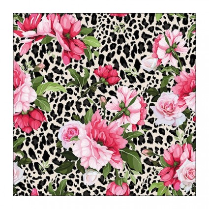 Servilleta Roses on Leopard Print