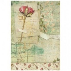 Papel de Arroz ROSA FONDO VERDE 948